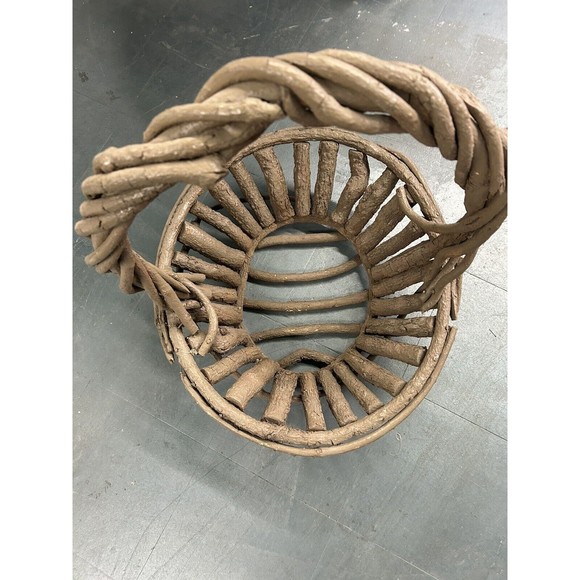 Large Vintage Rustic Country Primitive Handmade Twig Natural Wood Basket Stick - Picture 1 of 6